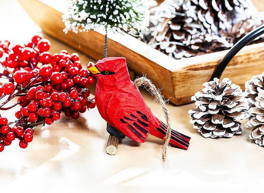Cardinal Carved Ornament