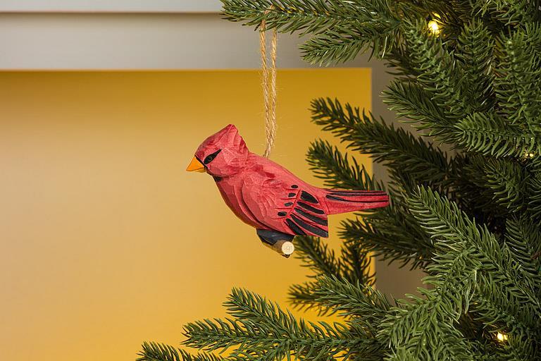 Cardinal Carved Ornament