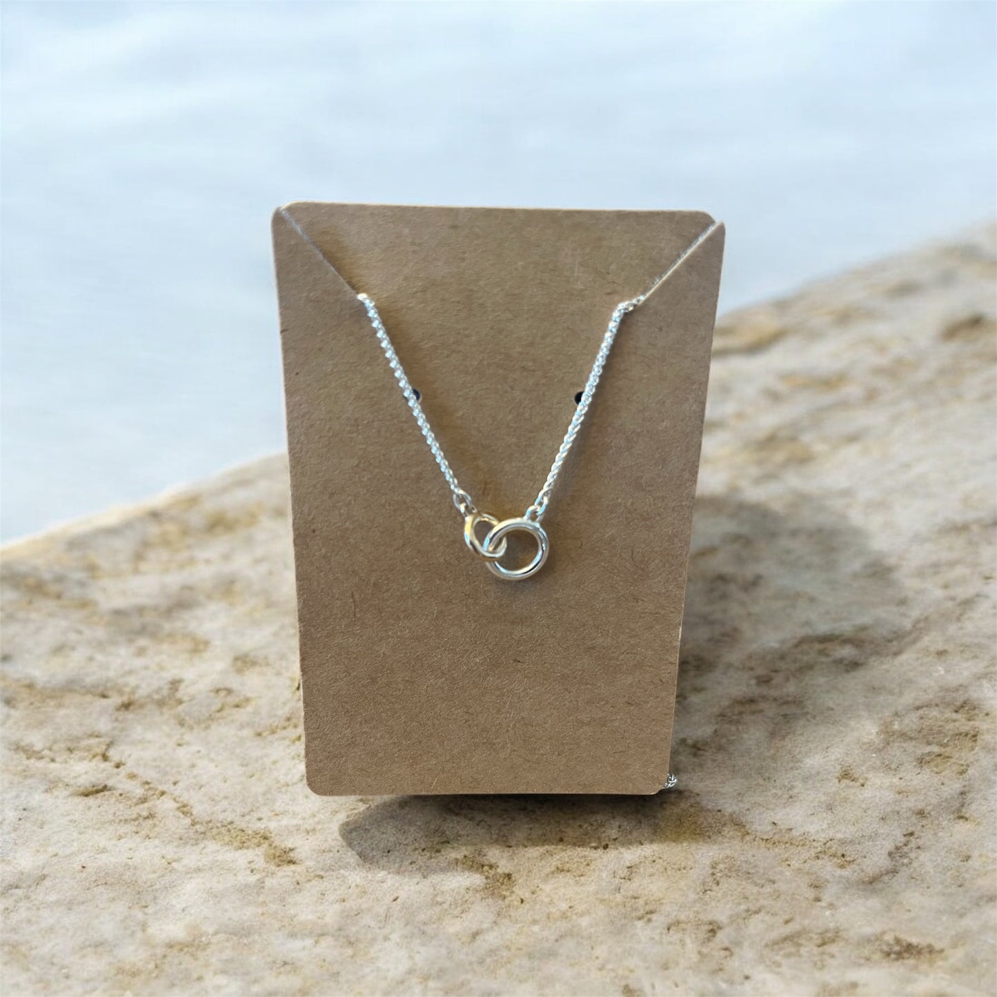 Double Ring Necklace with Silver and Gold Fill