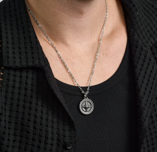 Stainless Steel Compass Pendant