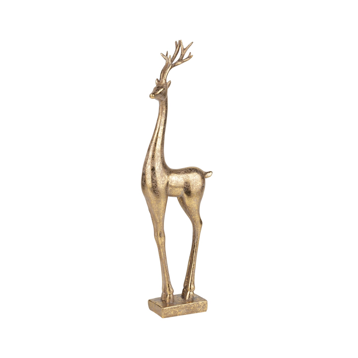 Antique Gold Finish Resin Reindeer Table Piece