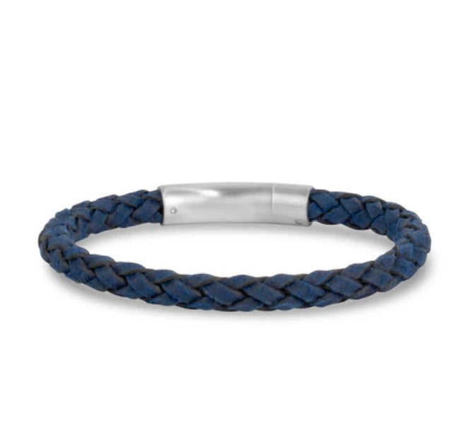 Blue Leather Bracelet 6mm