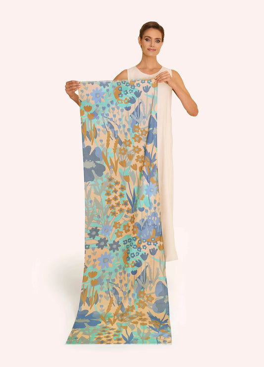 Springtime Floral in Denim Cotton Scarf