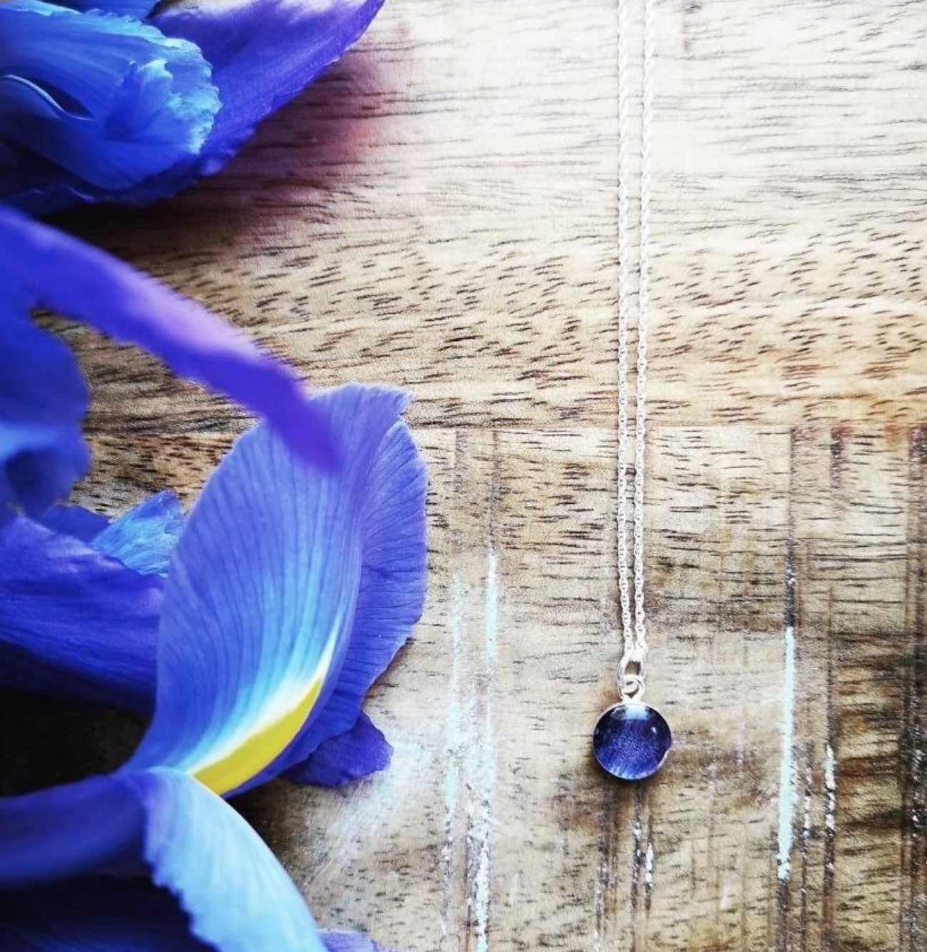 Iris Necklace w sterling silver chain