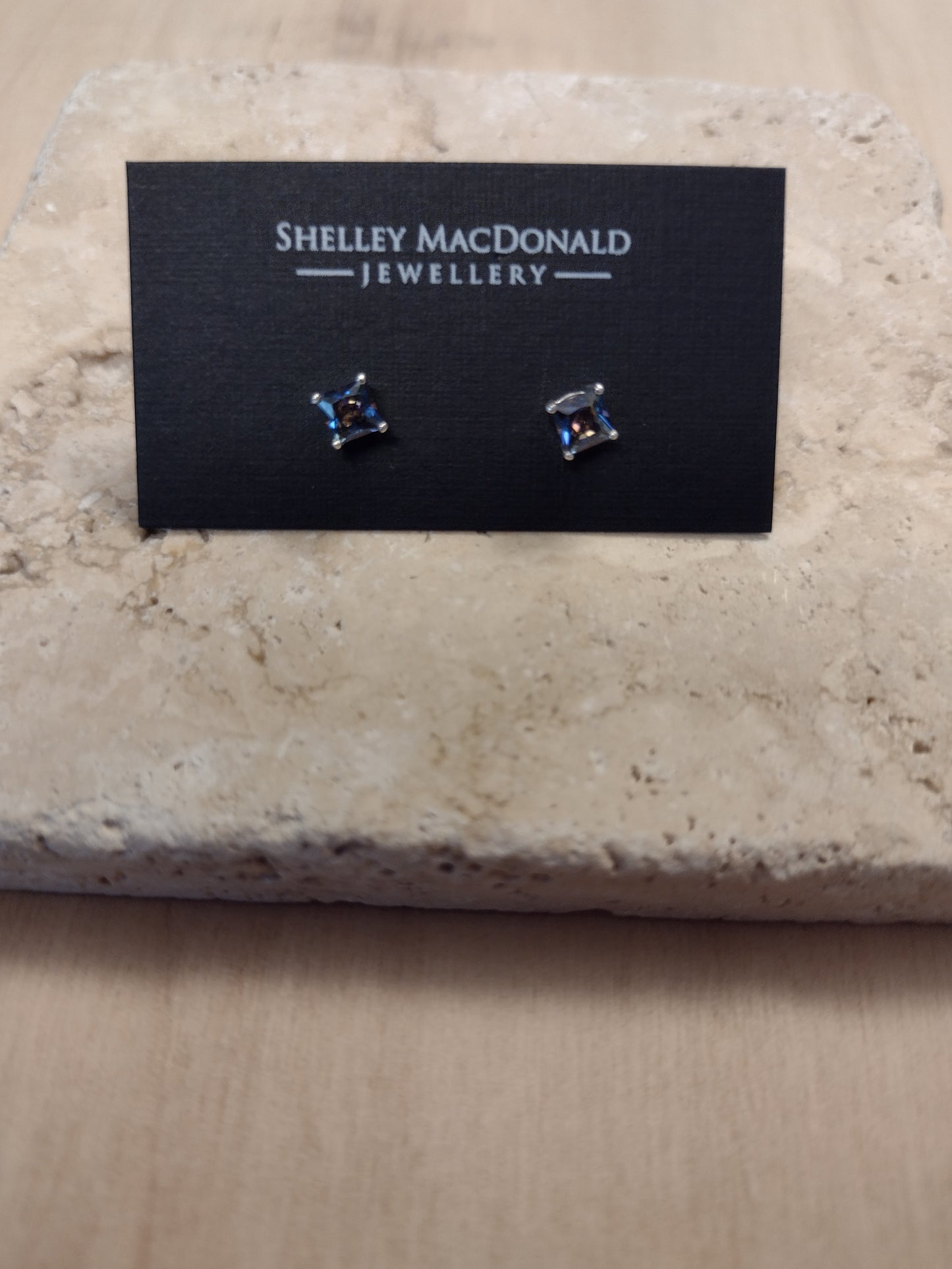 Mystic Topaz Square Stud Earrings