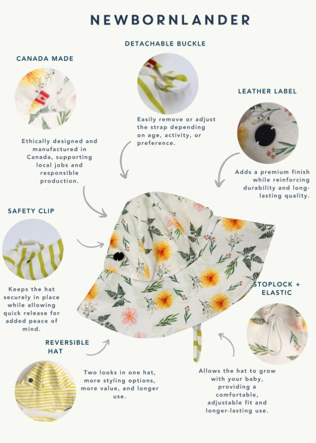 Baby Summer Hat Medium Flowers & Ferns