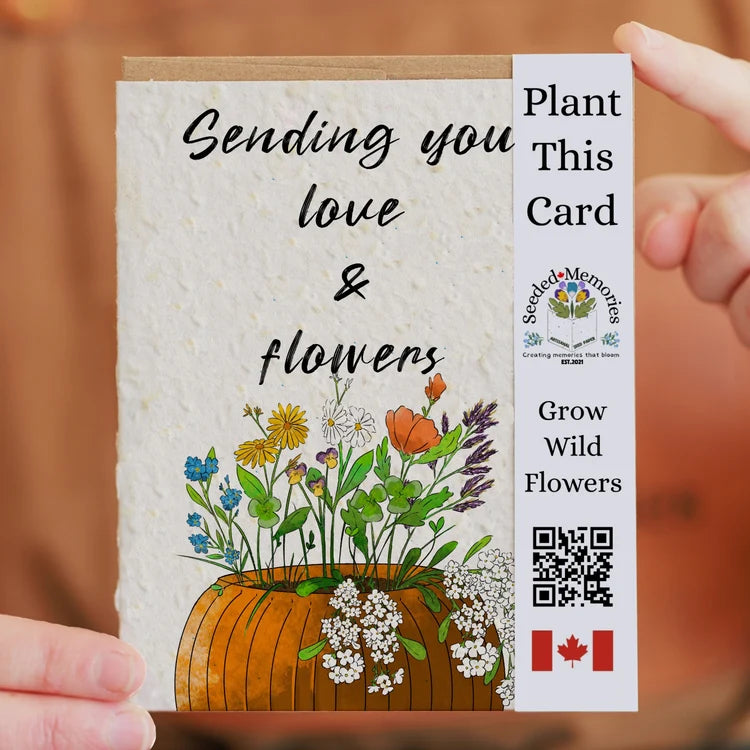 Seeded Paper Greeting Card Sending Love & Flowers