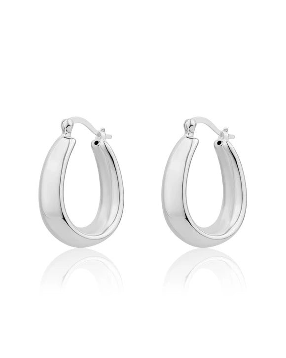 Teardrop Hoop Earrings Silver Plated