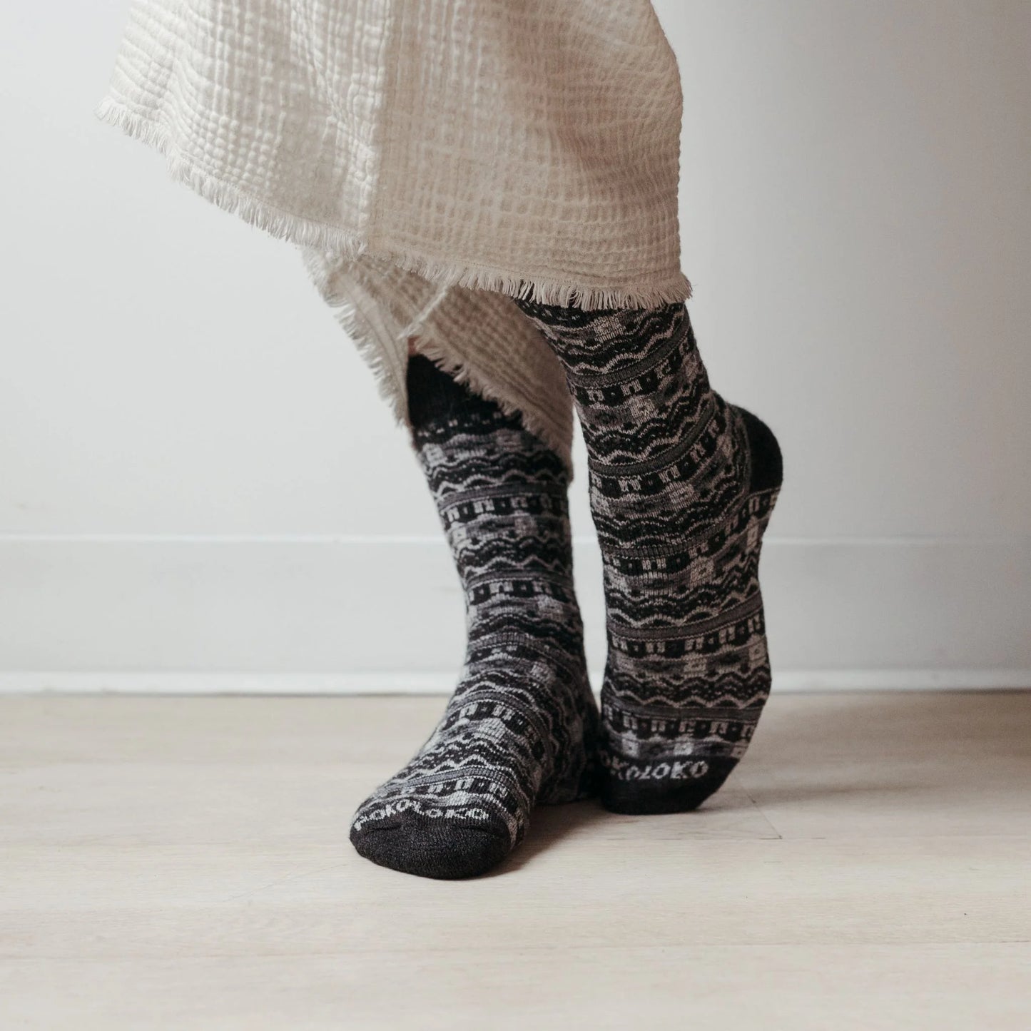 Alpaca Socks - Thick Print - Grey Mosaic