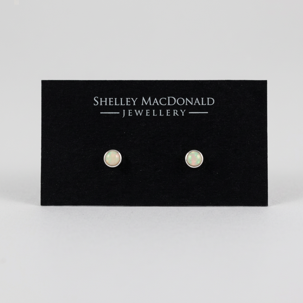 Enhanced Small Opal Silver Stud Earrings photo
