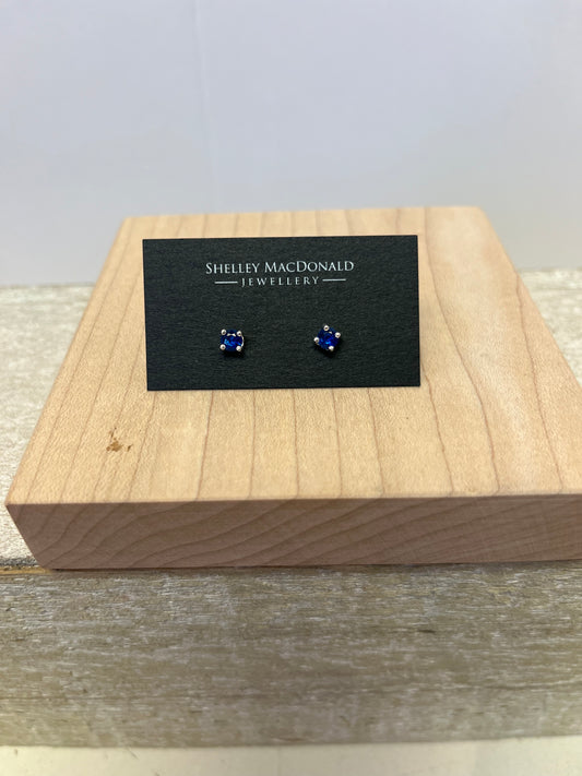 Gemstone Stud Earrings Sterling Silver - Handmade in Canada