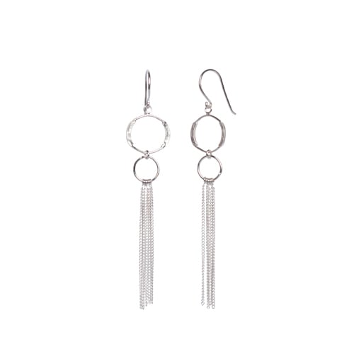 Hand Hammered Circle with Chain Earring