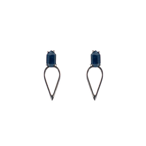 Faceted Stone With Open Teardrop Blue Sapphire