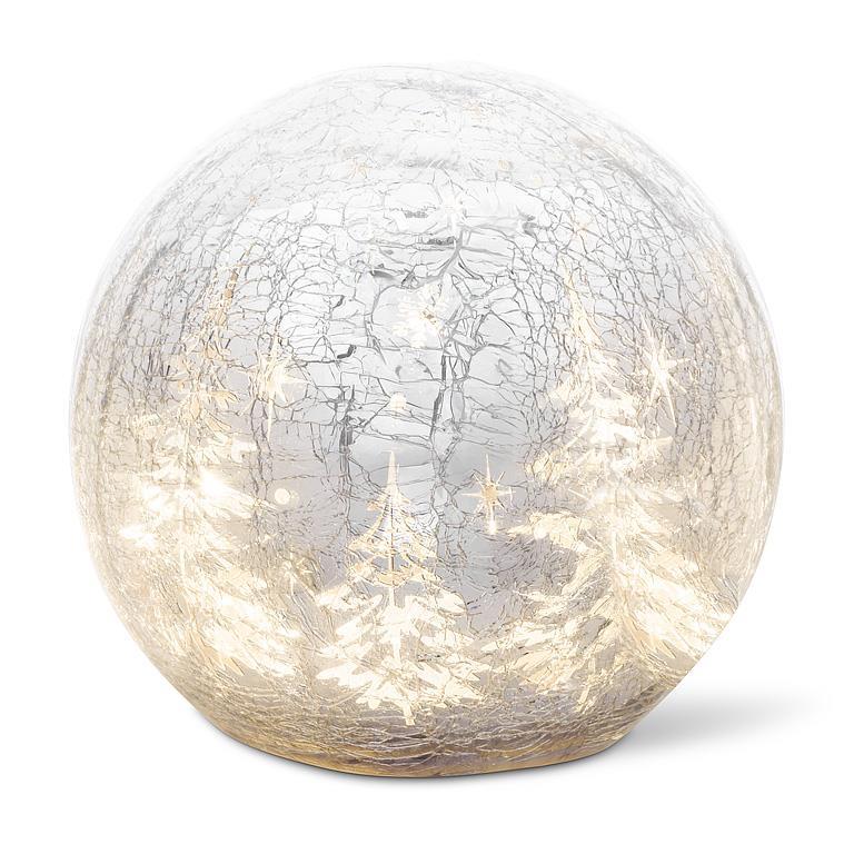 15L LED Crackle Orb w/Tree Scene Silver