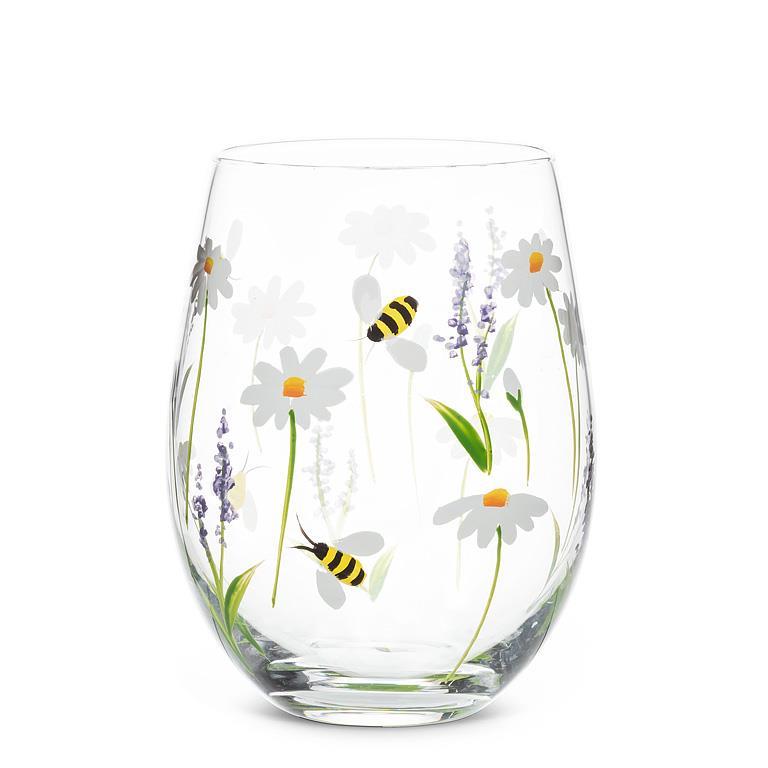 Lavender & Bees Stemless Glass