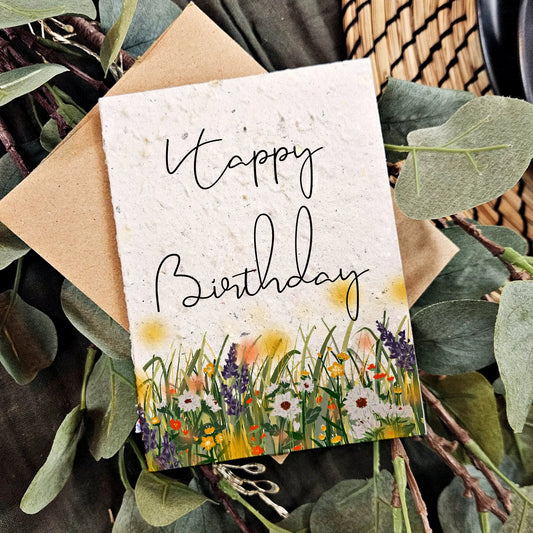 Seeded Paper Birthday Card - Field of Gold