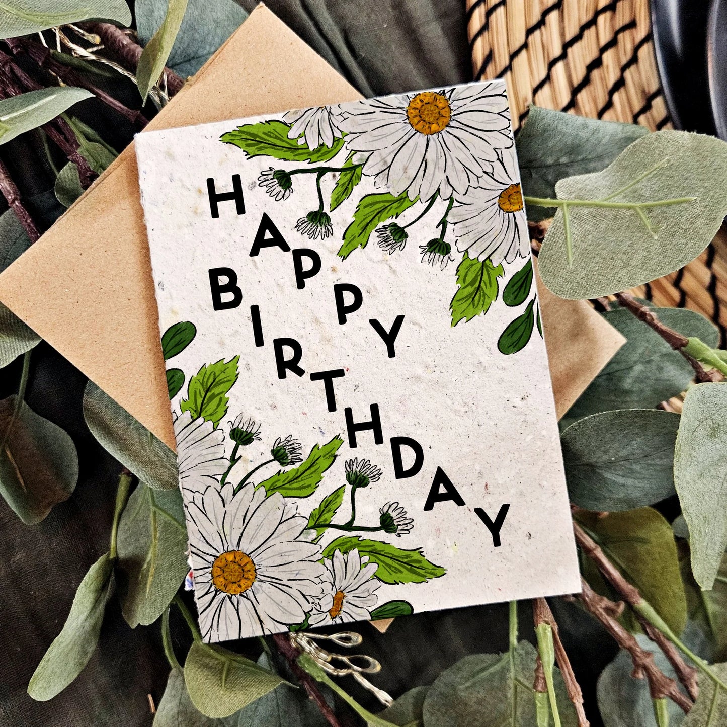 Seeded Paper Birthday Card - Daisy