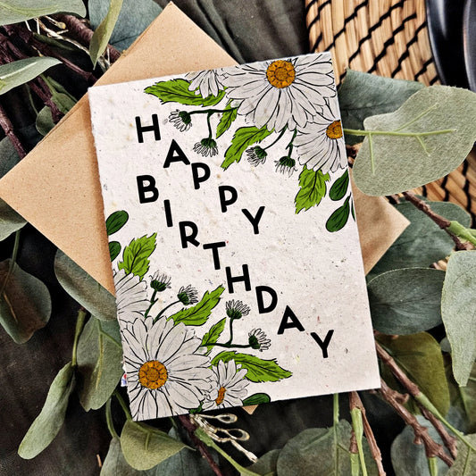 Seeded Paper Birthday Card - Daisy