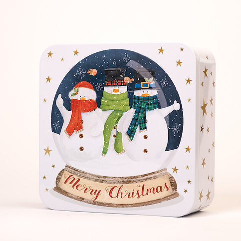 Snowman Globe Square Tin