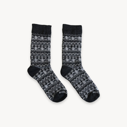 Alpaca Socks - Thick Print - Grey Mosaic