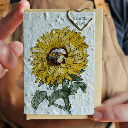 Seeded Paper Mini Card - Bee & Sunflower