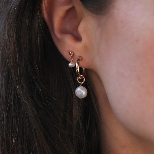 Billie Earrings Pearl and Gold