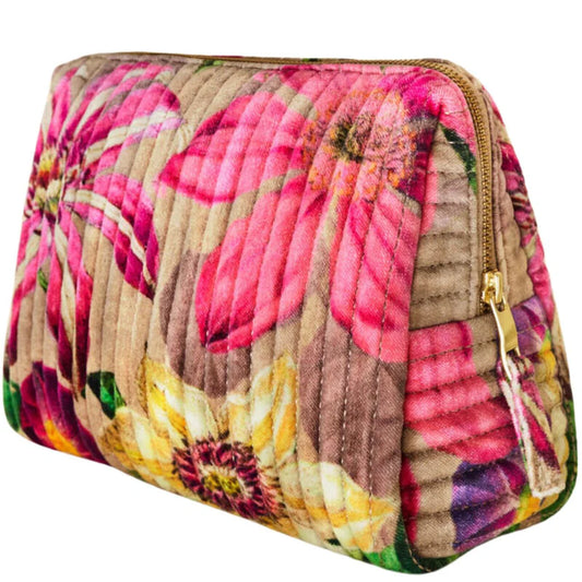 Botanicals Quilted Velvet Wash Bag