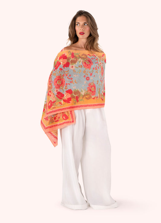 Cotton Scarf - Paisley Poppies