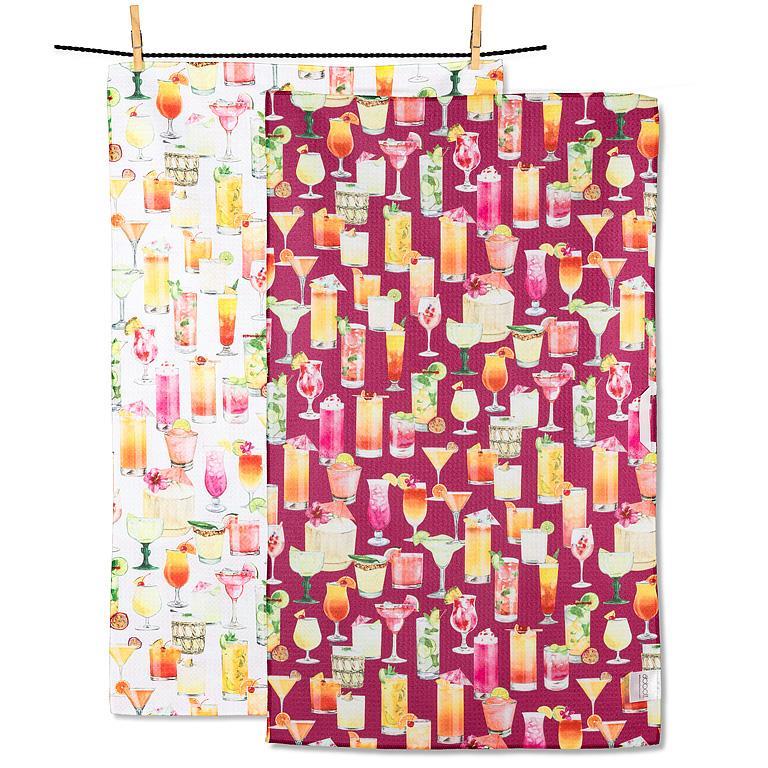 Cocktails Double Sided Kitchen Towel 17x29"L