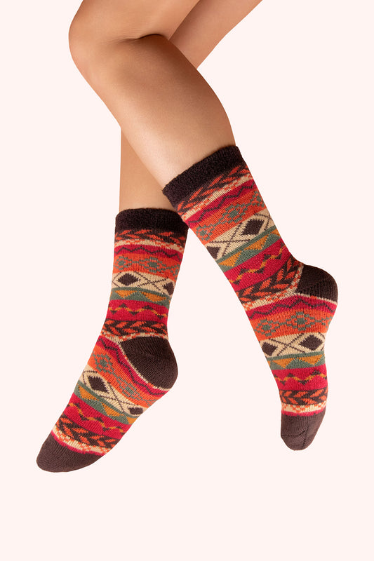 Cosy Socks - Cosy FairIsle Russet