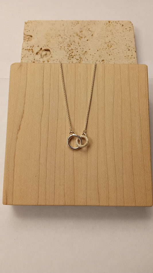 Double Ring with Diamond Cut Necklace