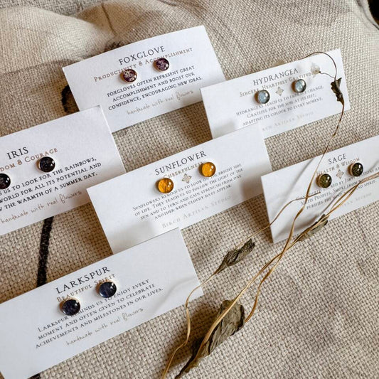 Eucalyptus 5mm Gold-Filled Stud Earrings Real Flower - Made in Canada