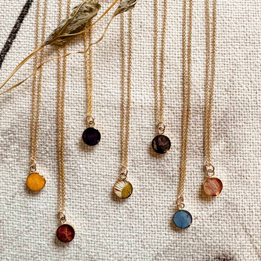 Iris Necklace Gold-Filled Oval 8mm Real Flower - Made in Canada