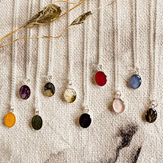 Tulip Real Flower Resin Necklace Round 8x10mm  - Made in Canada