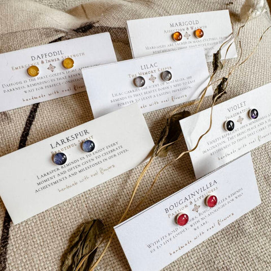 Iris 5mm Stud Earrings Real Flower - Made in Canada