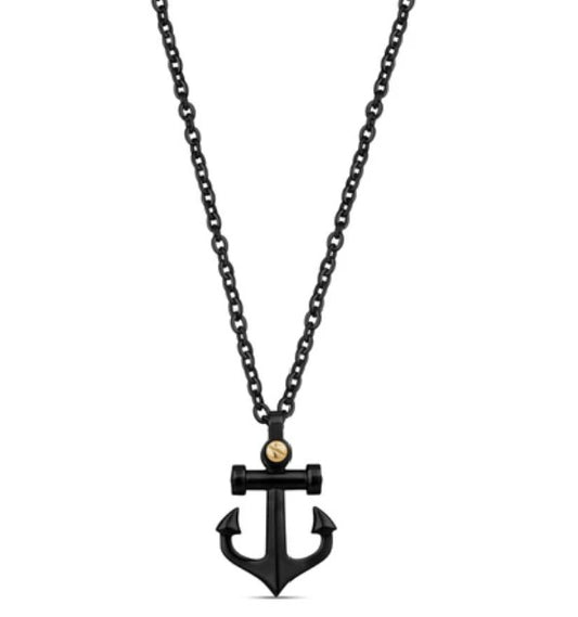Gold Screw Anchor Pendant - Black/Gold