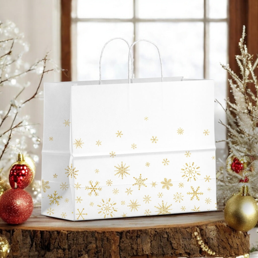 Gold Snowflake Holiday Gift Bag