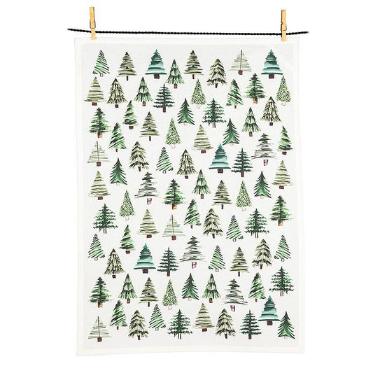 Green Simple Trees Tea Towel