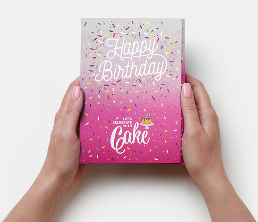 Happy Birthday Card & Cake - Pink