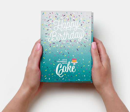 Happy Birthday Card & Cake - Teal