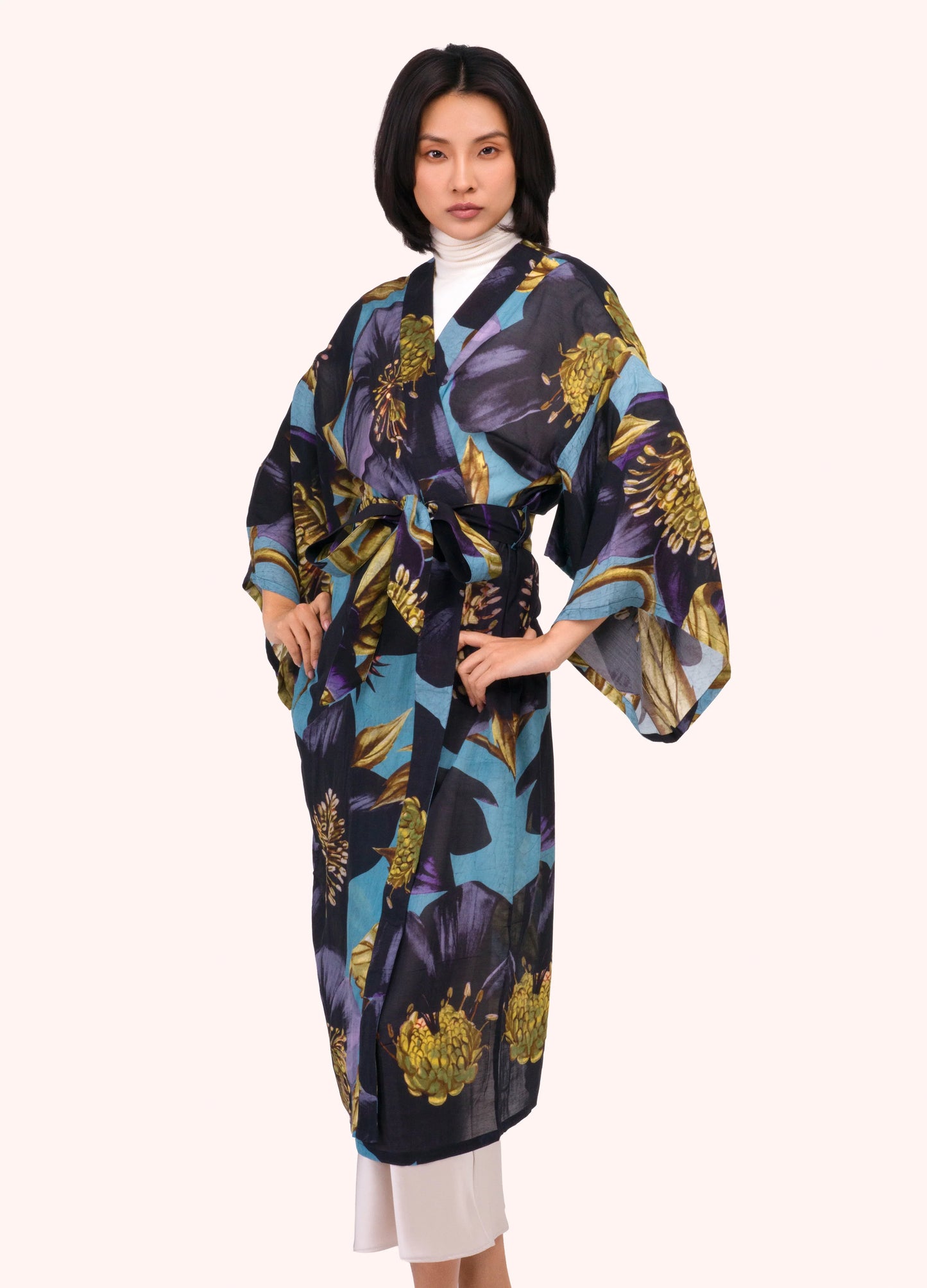 Hellebore Long Kimono Gown