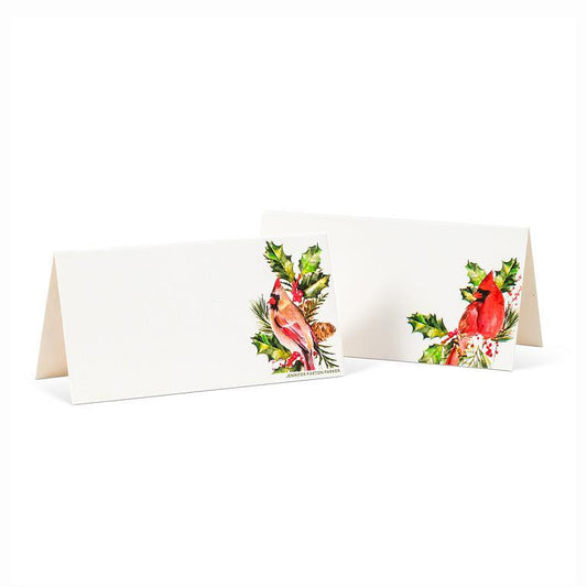 Holly & Cardinal Fold Placecard. 12 Piece