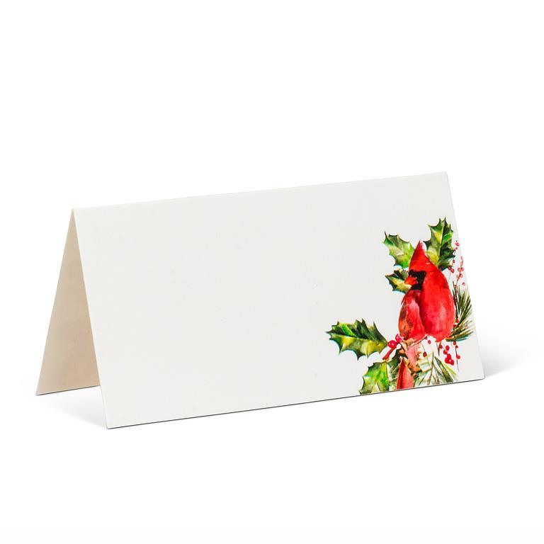 Holly & Cardinal Fold Placecard. 12 Piece