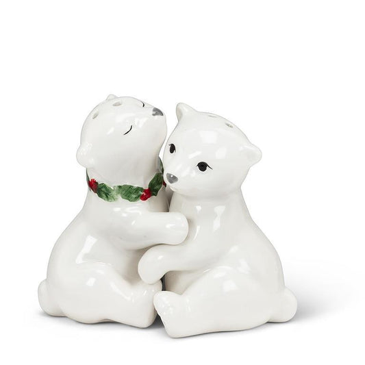 Hugging Polar Bear Cub Salt & Pepper 3.5"L