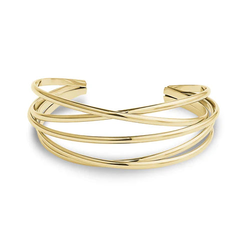 Intertwined Wire Open Cuff Bangle Gold