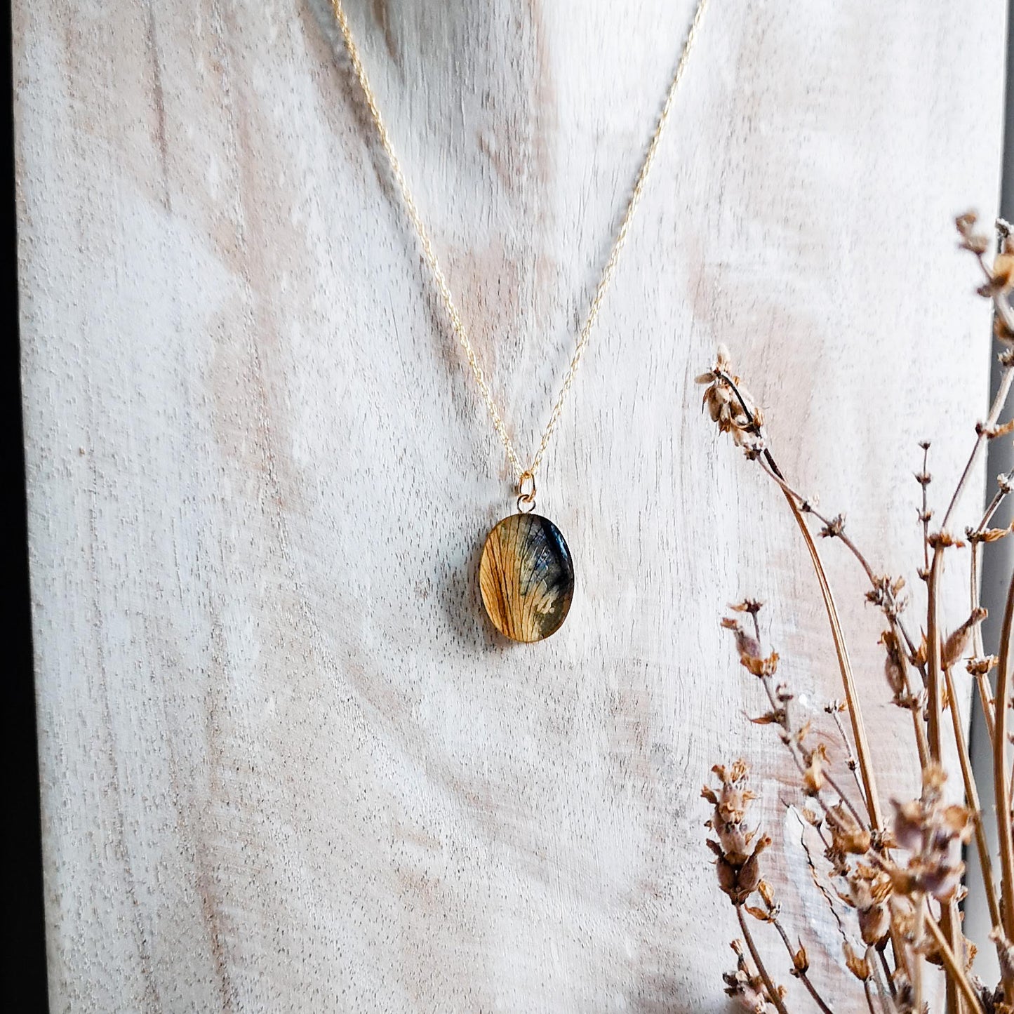Iris Necklace Sterling Silver 13x18mm Real Flower - Made in Canada