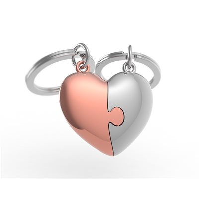 Rose Gold and Chrome Heart Keychain