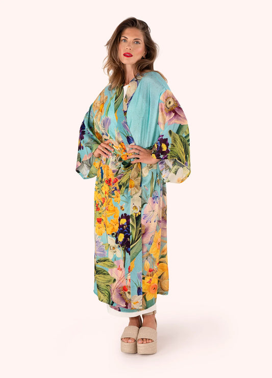 Spring Flora Long Kimono Gown