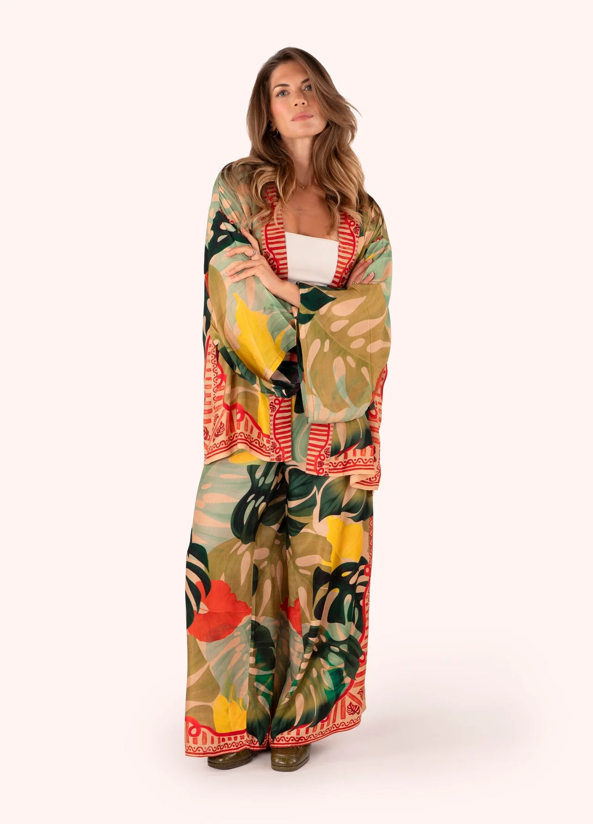 Exotic Leaves Short Kimono Jacket