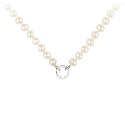 Ivory Knotted Pearl Necklace with Talisman Clip